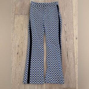 Maeve Geometric Ponte Flare Disco Pants in Blue size Small